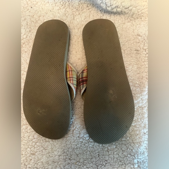 J.Crew Lot of 2 Plaid & Flamingo Canvas Flip Flops Women’s Size 8 - Picture 4 of 6